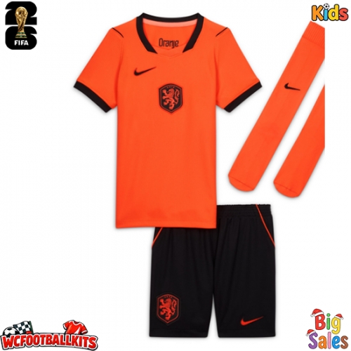 Netherlands Replica Home Stadium Kit for Kids World Cup 2026 Short Sleeve (+ pants)